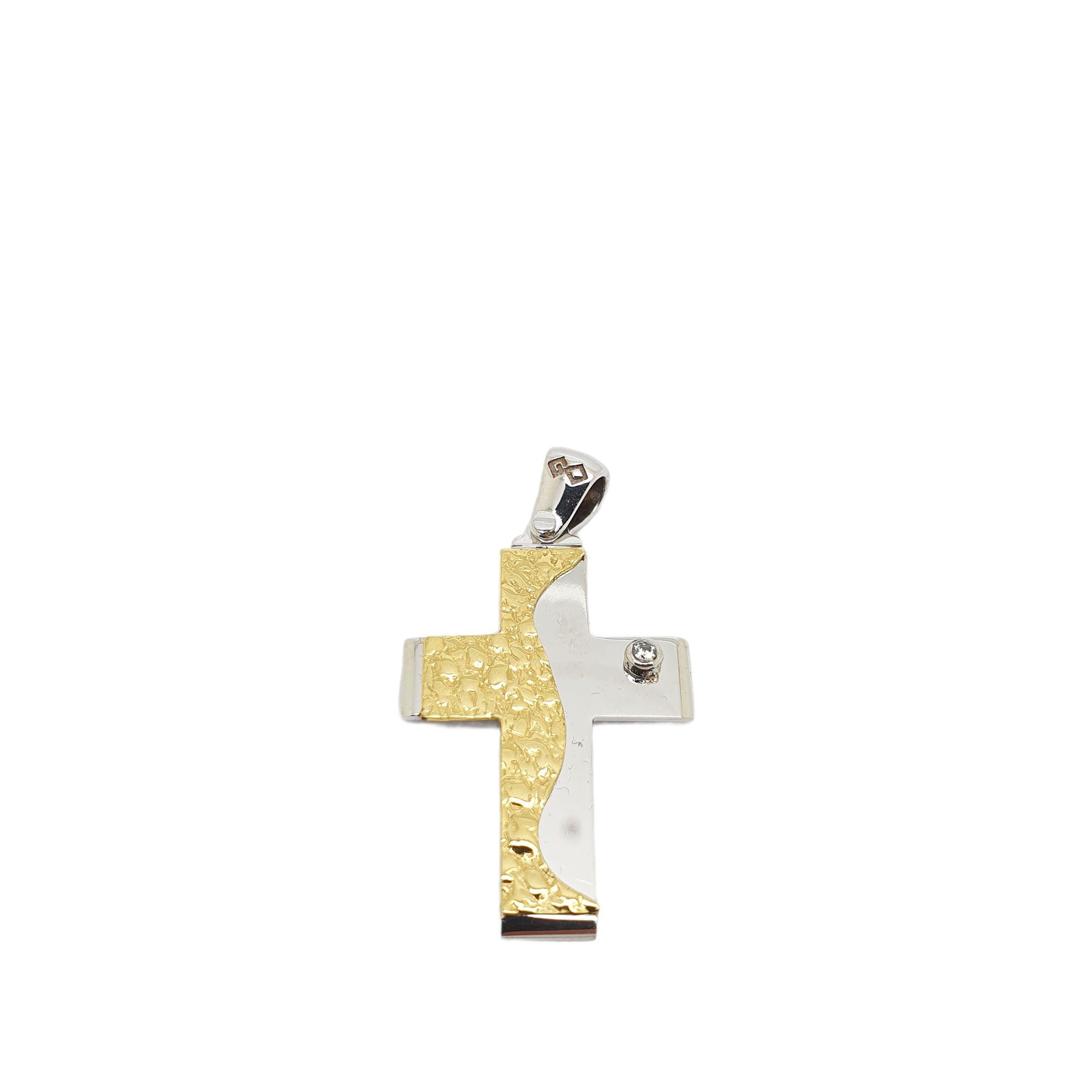 White gold cross k14 with zircon  (code H1856)